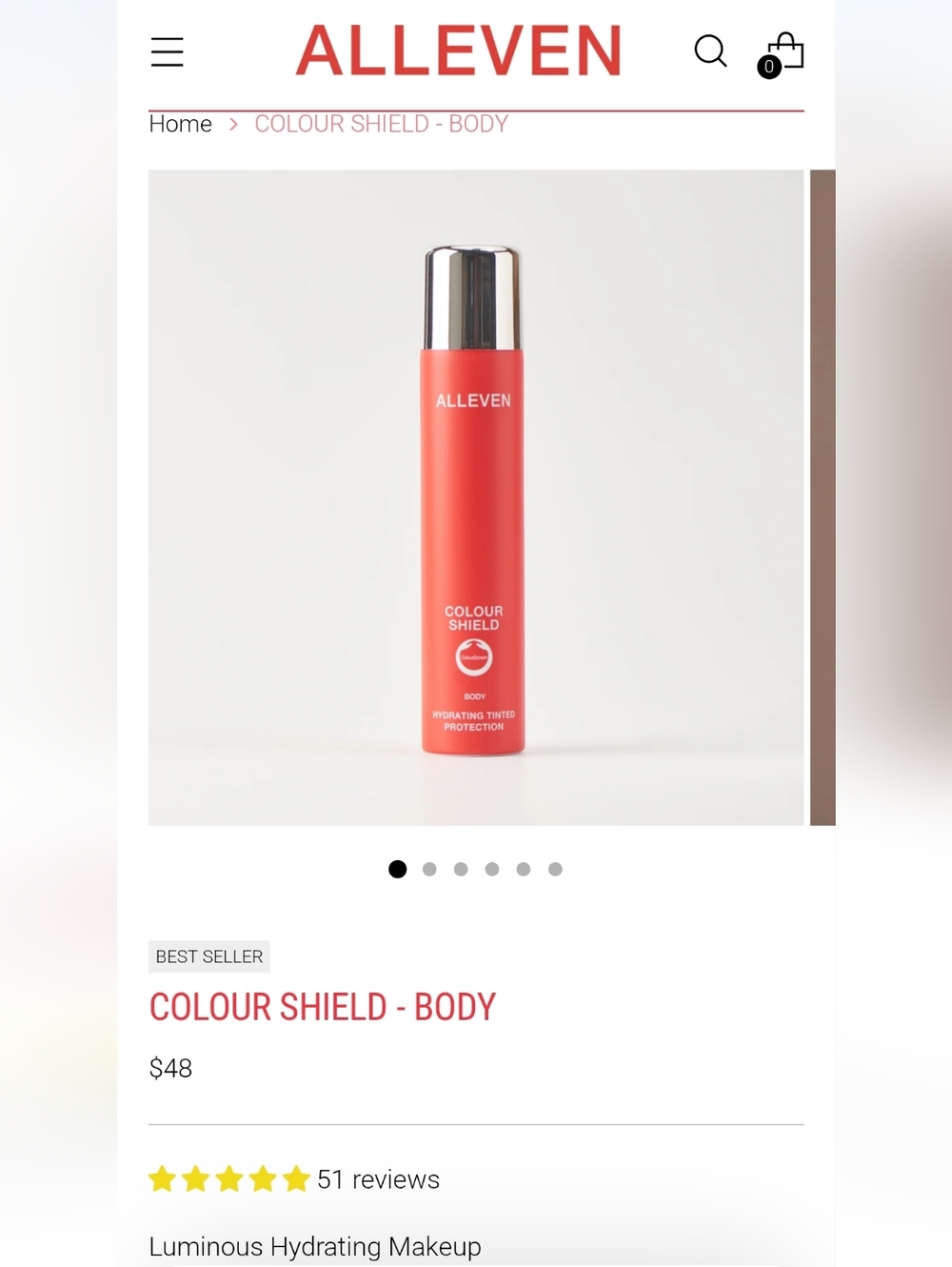 ALLEVEN Color Shield Body- Color Amber, $48 Retail